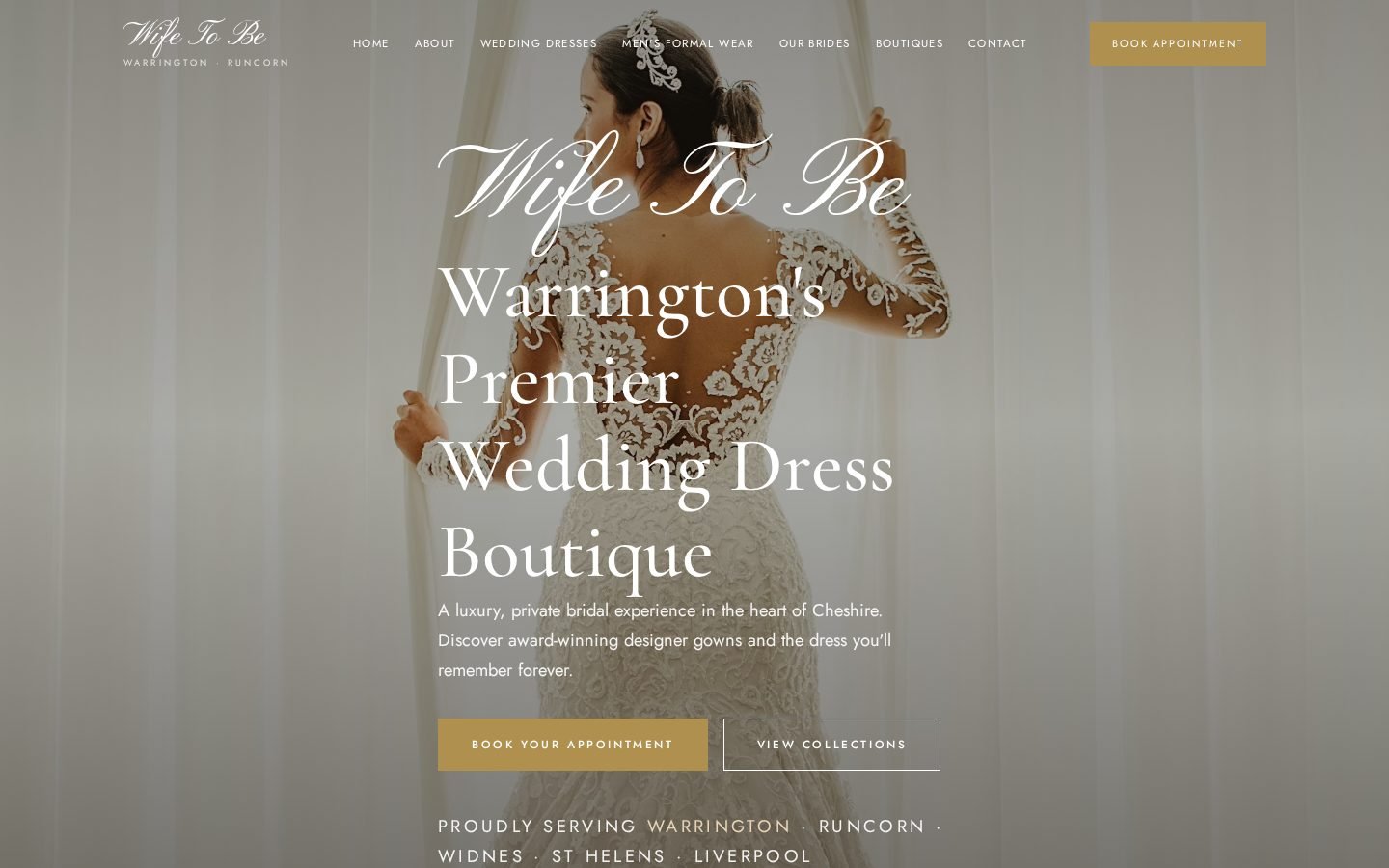 Wife To Be Warrington & Runcorn bridal boutique website designed by Ivory Digital