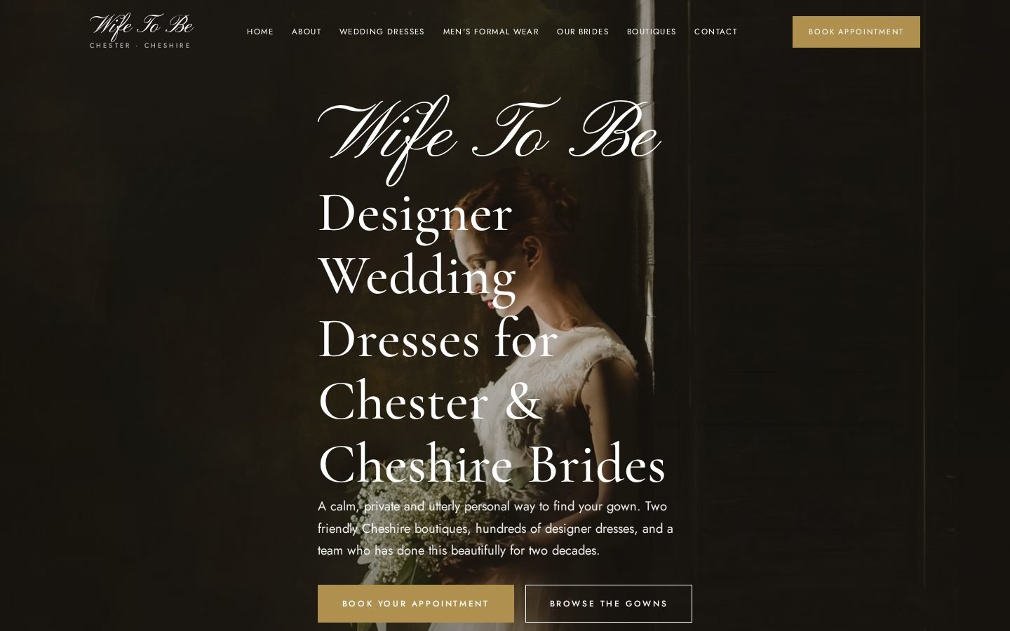 Wife To Be Chester & Cheshire bridal boutique website designed by Ivory Digital